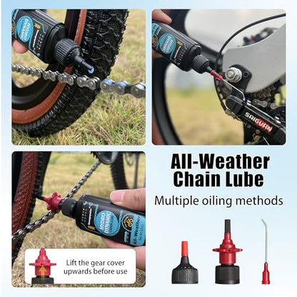 Bike Cleaning Kit Including Bicycle Chain Cleaner Degreaser, Chain Scrubber, Cycling Chain Lube, Cleaning Brush Tool, Gear Floss for Mountain Bike/MTB, Road Bike, Ebike and Trail Bikes - size: 1.18 Fl Oz (Pack of 10)