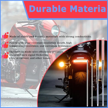 2 Pack 4709 LED Turn Signal Diode Wire Kit,Metric Motorcycle Diode Wire,Compatible with Kawasaki Vulcan 1600 Honda VT1100/XR650L/VTX1800C/CRF230M Suzuki GS500F/DR350 Yamaha Enduro
