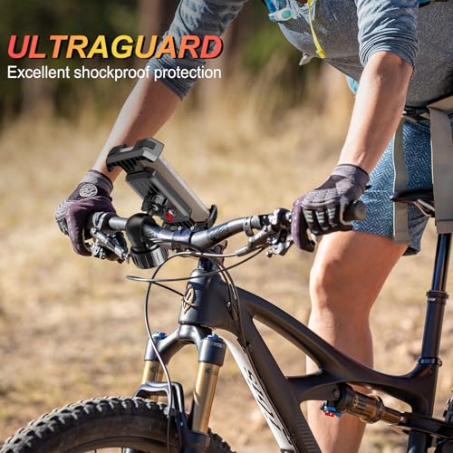 Bike Phone Holder Mount, [Super Easy Install]Motorcycle Phone Mount Clip, [1S Quick Lock]Bicycle Scooter Ebike Handlebar Holder Clamp fit Large Phone Case, Phone Mount for 4.7''-7'' Cell Phones - color: Easy install