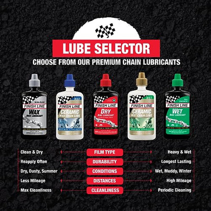 Finish Line Wet Bicycle Chain Lube – Long-Lasting Wet Style Lubricant for Road, Mountain, and Gravel Bikes – Reduces Friction and Repels Water – 8oz Aerosol Spray | bike-oils - size: 8-Ounce
