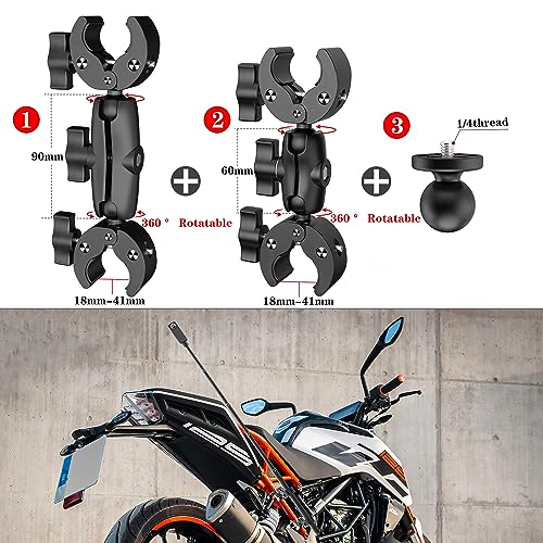 Taisioner Motorcycle Bike Handlebar Double clamp Mount and 67”Invisible Selfie Stick Insta 360 Motorcycle Mount Kit for X5/X4/X3/X2/XONE/GO2/3 Action Camera