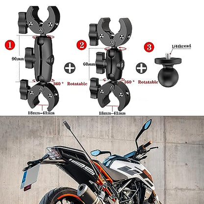 Taisioner Motorcycle Bike Handlebar Double clamp Mount and 67”Invisible Selfie Stick Insta 360 Motorcycle Mount Kit for X5/X4/X3/X2/XONE/GO2/3 Action Camera