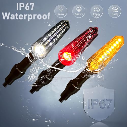 E-Mark LED Sequential Motorcycle Indicator Mini Turn Signal Light Vehicle Inspection DC12V IP67 Waterproof DRL Universal (YE/WH + YE/RD) - color: YE/WH + YE/RD