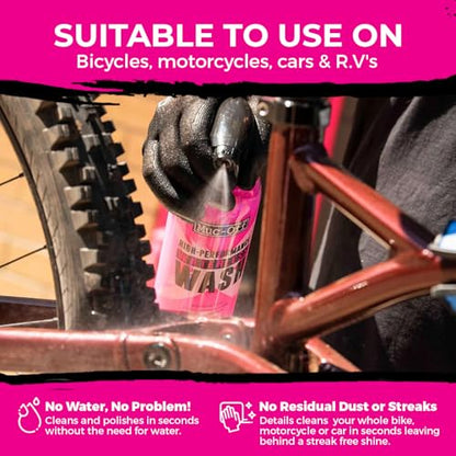 Muc-Off High Performance Waterless Bike Wash 750ml (Pack of 2) | Spray & Wipe Bike Cleaner | No Water Needed | Safe on Carbon Fibre | Cleans & Polishes with a Streak-Free Finish - size: 50.72 Fl Oz (Pack of 2)