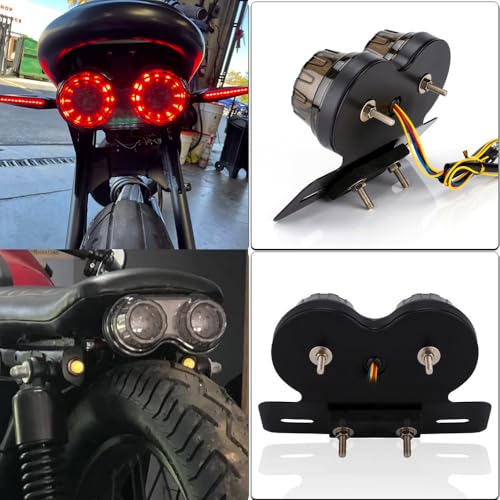 kucehiup LED Tail Light Integrated Running Lamp Brake&Turn Signal Light 40LED 40W with License Plate Bracket for Har-ley Motorcycle Street Bike Cruiser Chopper