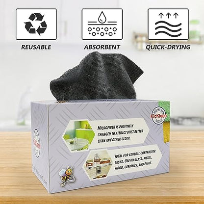 Microfiber Cleaning Cloth, Lint-Free Shop Towels Reusable, Bulk Rags in a Box for Home, Kitchen and Car, 8 Inch x 8 Inch,40 Pack with Box (Grey) - color: Grey