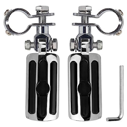 VGMOTO Motorcycle 1.25" Highway Footpegs Adjustable Foot Pegs Footrests with Clamps Mounts kit Compatible with Harley Touring Sportster Softail Road Glide Street Glide with 1 1/4 inch Engine Guard - color: Chrome-Style A