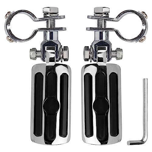 VGMOTO Motorcycle 1.25" Highway Footpegs Adjustable Foot Pegs Footrests with Clamps Mounts kit Compatible with Harley Touring Sportster Softail Road Glide Street Glide with 1 1/4 inch Engine Guard - color: Chrome-Style A