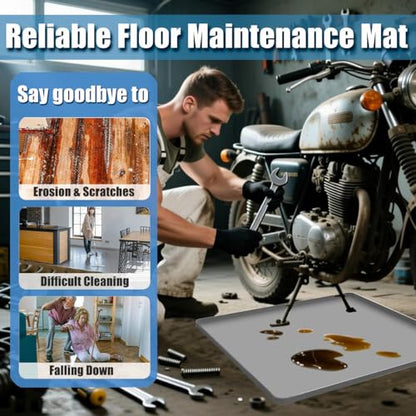 Motorcycle Mat Motorcycle Oil Spill Mat Oil Drip Pan Under Car, Garage Floor Mats Soft Silicone Bike Mats with Raised Edge, Liquid Drain Pan Motorbike Tray, Liquid Catch Parking Pad For Leaks Non-Slip