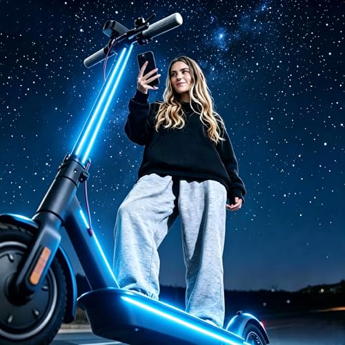 USB Battery Box COB LED Scooter Bike Ambient Light, 8 Lighting Modes, Waterproof No-Wiring Safety Warning Flexible Strip Light for Electric Scooter, Bicycle, Kids Balance Bike - color: Blue