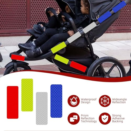 60Pcs Reflective Stickers Made of DG3, 3.15" x 1.18" Safety Reflective Tape for Car Bike Mailbox Helmet, Reflective Tape Outdoor Waterproof - Enhanced Night Safety & Wide Coverage - color: Red-60Pcs