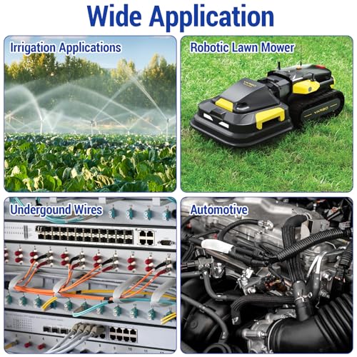 Uenhoy 20 Pcs 3 Way Wire Connectors, Waterproof Electrical IDC 314-Box Pigtail Connectors for 22-14 AWG Cables, Insulation Wire Coupler for Robotic Lawn Mowers Irrigation Applications
