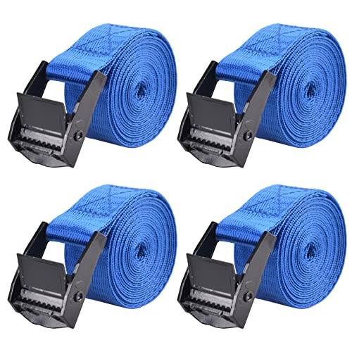 TRIWONDER Tie Down Straps Lashing Straps with Cam Buckle Nylon Webbing Heavy Duty Adjustable for Battery Kayak Motorcycle Cargo Packing - color: 01# Blue - 4 Packs, size: 1" x 4.9'