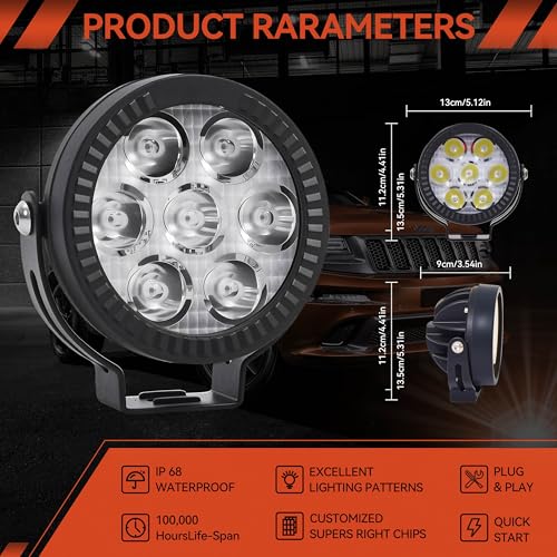 2Pcs 4.5inch 120W LED Light Pods with Amber Covers, 12000LM Yellow Fog Light Pods LED Light Bar Offroad Driving Lights,for Jeep Wrangler Truck Car ATV SUV Motorcycle Cabin Boat (2Pcs 4.5Inch Lights) - size: 2Pcs 4.5Inch Lights