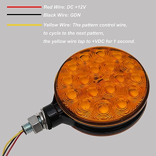 4" Round Dual-Face Amber Lens 12V Pedestal Mount Hazard Warning Lamp Flashing Caution Light for Boat Trailer SUV Camper RV Off-Road Kenworth Peterbilt Freightliner Trucks - size: 1Pcs Warning Light