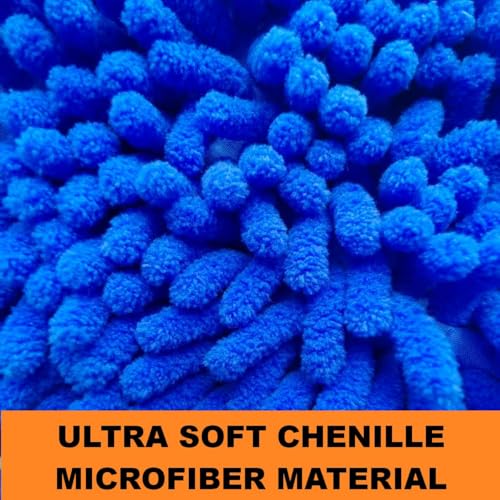 Conwork Car Wash Mitt Chenille Microfiber Golves, Ultra Soft & Scratch-Free, for Auto Detailing, Household Dusting & Multi-Surface Cleaning, 7" x 9.6"(2-Pack, Pink/Blue) - color: Blue/Pink