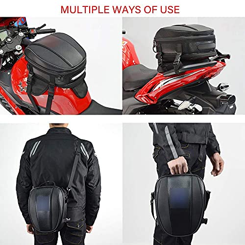 JFG RACING Motorcycle Bag,12L Dual Universal Motorcycle Tail Bag Seat Bag Backpack Saddlebag Luggage-Red