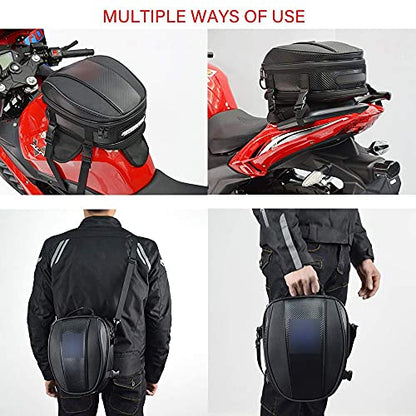 JFG RACING Motorcycle Bag,12L Dual Universal Motorcycle Tail Bag Seat Bag Backpack Saddlebag Luggage-Red