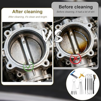 Carburetor Cleaning Kit, Including 1 Single-Head Brush 23 Needles 5 Nylon Brushes 4 Cleaning Hooks & 1 Hex Wrench Suitable for Motorcycles Chainsaws Welding Machines