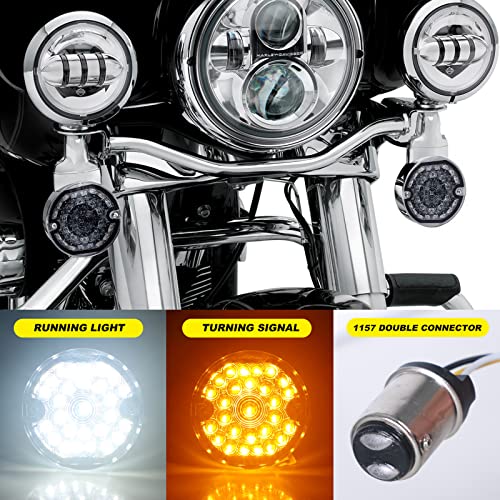 REALOVE 3-1/4 Inch Front Led Turn Signal 1157 Double Base Amber Lamp Compatible with aley Motorcycle Road Glide Road King Softail Ultra Classic Ultra Limited Electra Glide
