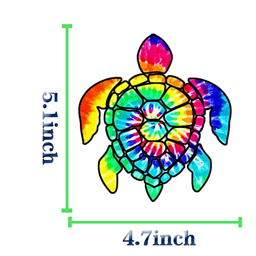 2 Pack Turtle Tie Dye Reflective Vinyl Car Decals Stickers Van Trucks Women Men Motorcycle Laptop Decals Skateboard Bike Bumper Window 5.1" - color: Turtle-1