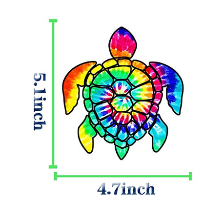 2 Pack Turtle Tie Dye Reflective Vinyl Car Decals Stickers Van Trucks Women Men Motorcycle Laptop Decals Skateboard Bike Bumper Window 5.1" - color: Turtle-1