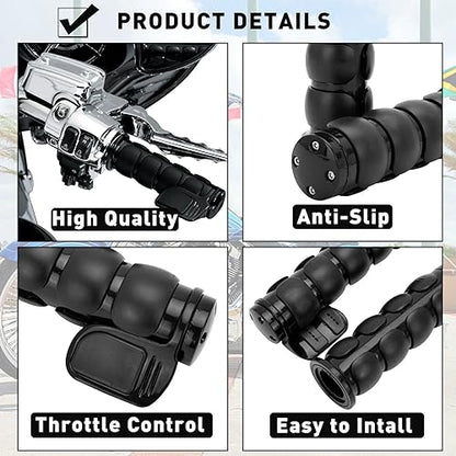 DREAMIZER 25.4MM Motorcycle Handlebar Grips 1 inch Compatible with Honda Shadow Spirit 750 Valkyrie Fury VTX1300 VTX1800 VT400 VT750 VT1100 - Smooth - style: Flat-black With Big Throttle
