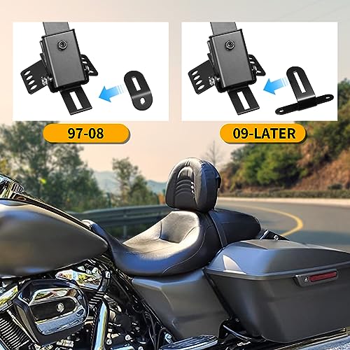 AUFER Adjustable Plug-in Heavy Duty Driver Rider Backrest Kits Compatible With For 1997-2020 2021 2022 2023 2024 2025 2026 Harley Touring Road King Street Glide Road Glide Electra Glide,Black - size: Stripe Style (Black)