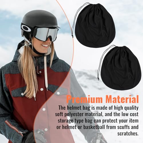 2 Pack Motorcycle Helmet Bag, Lightweight Polyester Storage Carrying Case with Soft Lining for Sport Riding Travel (Black, 18.5 x 17 x 0.4 In)