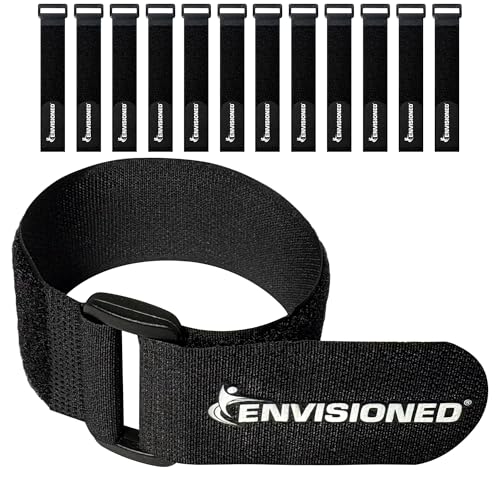 Reusable Cinch Straps Combo 12 Pack - Multipurpose Quality Hook and Loop Securing Straps - Comes with 3 of Each Size (3/4"x8", 1"x12", 1"x15", 1"x20") - Plus 2 Free Bonus Reusable Cable Ties - size: 3/4"x8", 1"x12", 1"x15", 1"x20" Set