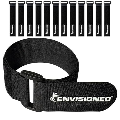 Reusable Cinch Straps Combo 12 Pack - Multipurpose Quality Hook and Loop Securing Straps - Comes with 3 of Each Size (3/4"x8", 1"x12", 1"x15", 1"x20") - Plus 2 Free Bonus Reusable Cable Ties - size: 3/4"x8", 1"x12", 1"x15", 1"x20" Set