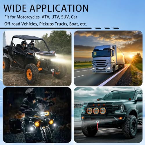 Motorcycle Driving Lights 8-80V 60W 6000LM LED Fog Lights with External Driver & Inline Switch, Quick-Release Connector, IP67 Waterproof, 5 Modes High/Low/Strobe for ATV, UTV, Truck, 2 Pack J - color: JRY-10-Mini