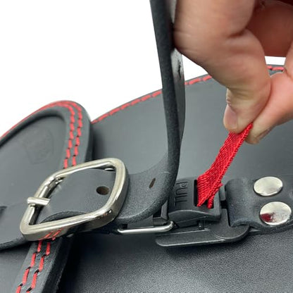 Leather Swingarm Bag Compatible with all 2015-2024 Scout and Scout Bobber, 2025-2026 Scout 101, 2025-2026 Scout Classic, 2025-2026 Sport scout, 2025-2026 Super Scout (Red stitches) - color: Red stitches