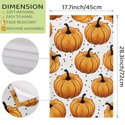 Pumpkin Autumn Kitchen Towels Set of 2 Polka Dots Dish Towels Bar Absorbent Cleaning Tea Towel for Home Dining Restaurants - color: Pumpkin Autumn Polka Dots
