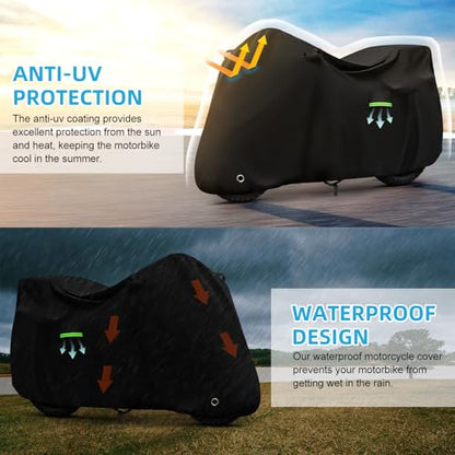 Motorcycle Cover Waterproof for BMW R1300GS/R1250GS/F900GS/Adventure with Trunk Model, Heavy Duty Outdoor Sun Rain UV Dust All Weather Protection Motorbike Cover with Soft Cotton Lining & Lock Hole - size: R1300GS Adventure with Trunk