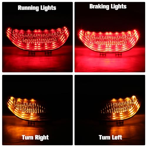JMTBNO motorcycle Smoked LED Tail Light, 12V Motorcycle Brake Lights with LED Turn Signals Compatible with 2003-2006 Honda CBR600RR, 2004-2007 CBR1000RR - color: Smoke-CBR