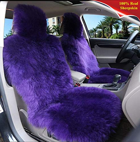 Winter Warm Authentic Australia Sheepskin Car Seat Cover Luxury Long Wool Front Seat Cover Fits Most Car, Truck, SUV, or Van (Purple) - color: Purple