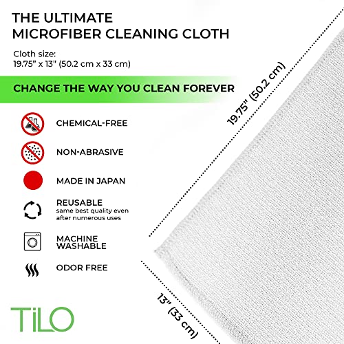 TILO Microfiber Cleaning Cloth – 19x13 Inch Ultra-Absorbent, Reusable Soft Polishing Cloth for Dust, Grease, Dirt – Non-Abrasive – White (White) - color: White