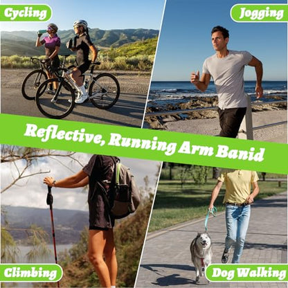 6Pcs Reflective Arm Bands for Night Walking with Storage Bag, Elastic Reflective Arm Band and Ankle Band for Runners, Adjustable Neon Reflectives Strap Bracelets for Running Walking Cycling