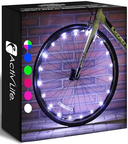 Activ Life LED Bike Wheel Lights with Batteries Included! Get 100% Brighter and Visible from All Angles for Ultimate Safety & Style (1 Tire Pack) - color: White