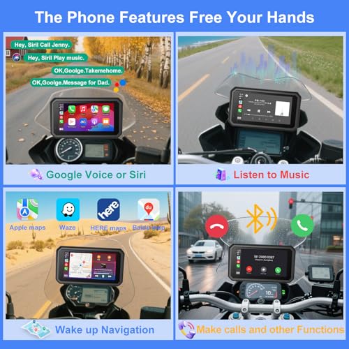 YZW GPS Screen Motorcycle CarPlay Fit for BMW, 6" QLED Waterproof Touch Screen/HD/1000 Nits/60Hz, Wonder Wheel, Data Reading, Plug&Play, Lossless Installation, Android Auto, BT, TPMS, Native Protocol - size: BM 6"+Wonder Wheel+Lossless Installation