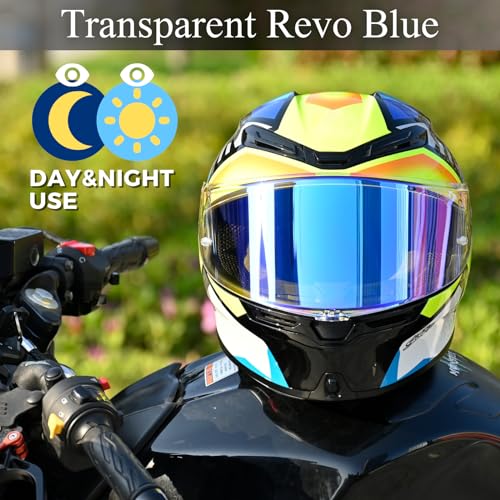 Compatible With K6S Visor K6 Face Shield Replacement Tinted Visor Helmet Accessories (Transparent Revo Blue) - color: Transparent Revo Blue