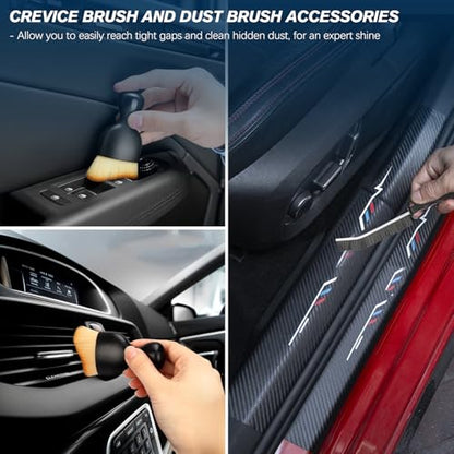 Car Detailing Brushes Set, 8-Piece Auto Detail Cleaning Brush Tool Kit in Soft/Middle/Hard, Crevice Brush, Dust Brush for Car Interior & Exterior, Leather, Air Vents, Emblems, Wheels Wash & Care - style: STYLE-B