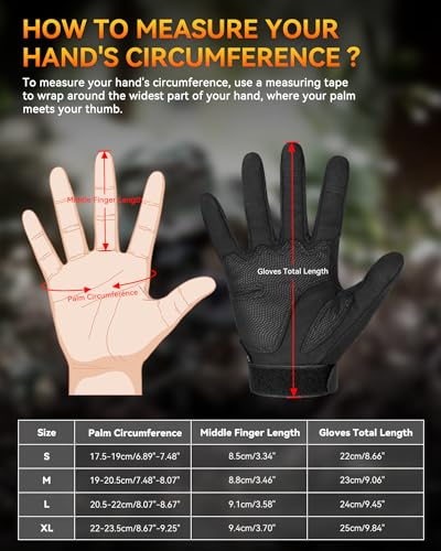 KUMGIM Motorcycle Gloves for Men and Women, Tactical Gloves Black Touchscreen with Hard Shell for Airsoft, Paintball, Motocross, Hunting, Shooting, Camping, ATV Riding, Outdoor Sports, Work - size: Large