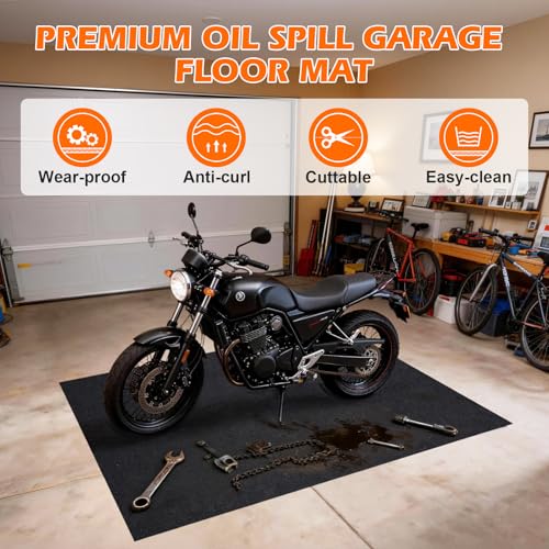 Grefinity Oil Spill Mat, 60" x 72" Oil Mat for Driveway, Under Car Pad for Garage Floor, Protects Against Oil, Chemicals & Stains with TPE Anti-Leak Backing, Reusable & Washable - size: 5'x 6’