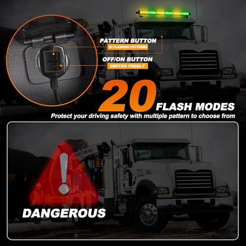 ASPL 26inch 126 LED Emergency Rooftop Strobe Lights Bar w/Controller Double Side Warning Hazard Snow Plow Flashing Light Traffic Advisor Safety Light for Work Trucks Vehicles Tow Pickup(Amber/Green) - color: Amber/Green