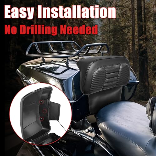 Goldfire Rear Trunk Backrest Pad Razor Chopped Backrest Pad Tour Pack Backrest Pad Fit for Harley Touring Models 2014-2025 Road King Street Glide Electra Glide, Black Woven - color: Black 1