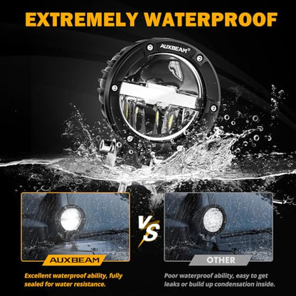 Auxbeam 4 Inch 100W Round Offroad Lights, LED Driving Light Pods with Hi/Lo/Combo Beam Design, 10000LM Super Bright Work Fog Light with Wiring Harness for Truck Pickup SUV ATV UTV 4x4 - color: C4 Series-Hi/Lo/Combo Beam