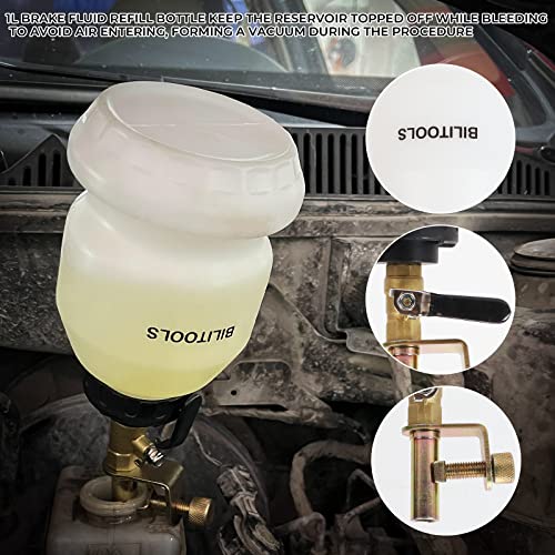 BILITOOLS 3L Universal Brake Bleeder Kit, Vacuum Brake Fluid Bleeding Tool | Pneumatic One Person Air Compressor Brake System Clutch Fluid Extractor Kit with 1L Refilling Bottle, Clean & Efficient