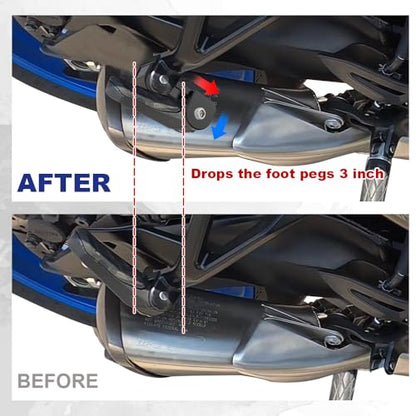 Xitomer Footpeg Lowering Mounts Compatible with GSX-S1000GT / GT+ 2022-2025 Passenger Peg Lowering Brackets Motorcycle Foot peg and Control Lowering Kit (For Passenger) - style: For Passenger